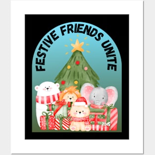 Festive Friends Unite, Christmas Posters and Art